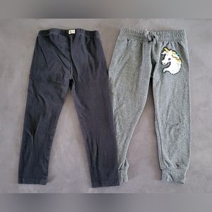 Two (2) Kid's 4T Pants Black Gray Unicorn